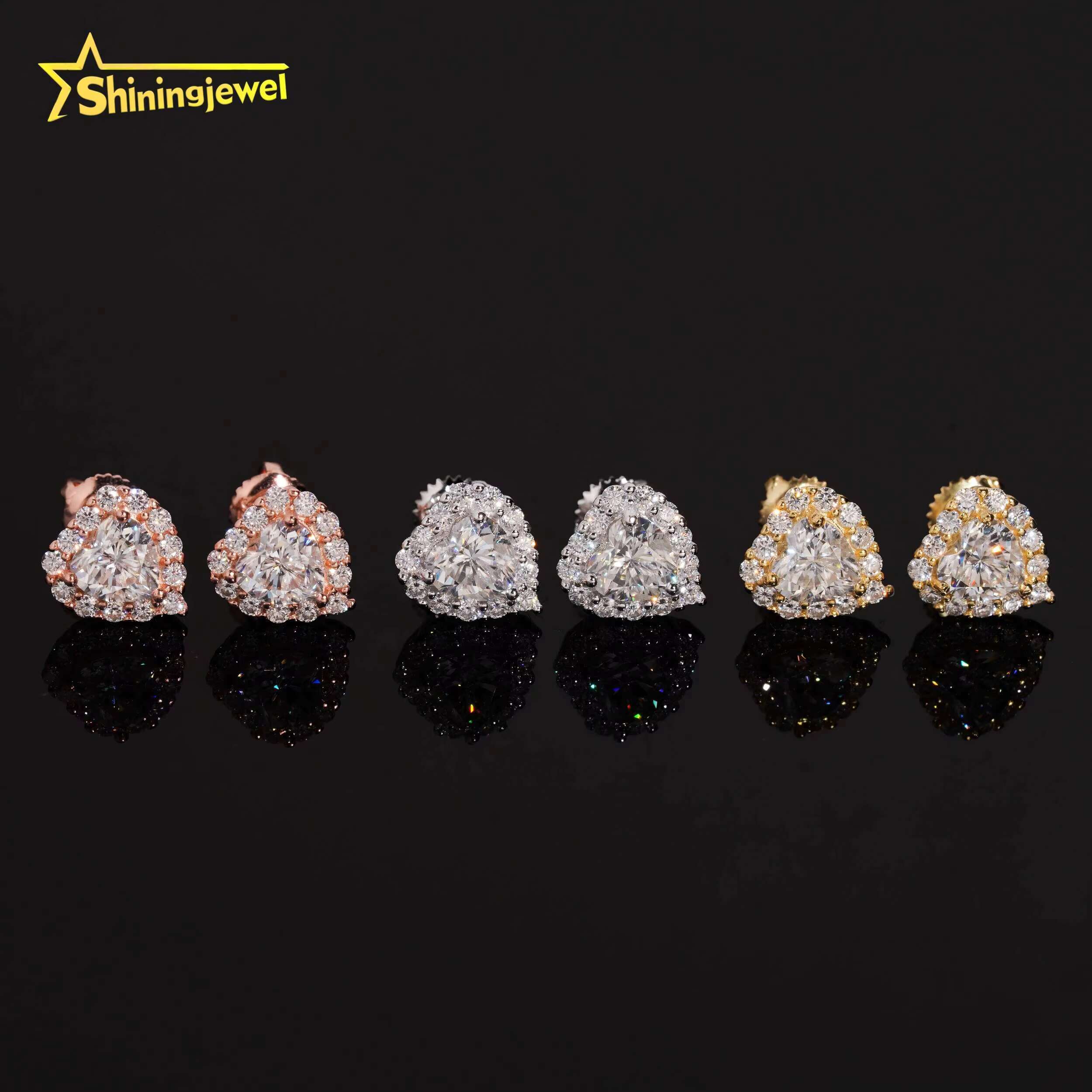 Hip Hop Jewelry 925 Sterling Silver Gold Plated Iced Out VVS Custom Diamond Moissanite Stud Earring Men Earrings