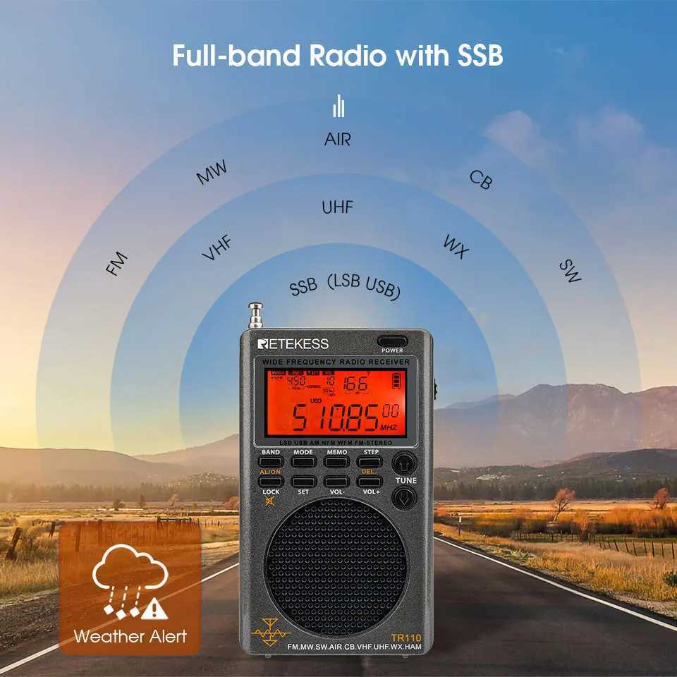 US/EU Retekess TR110 Radio FM Receiver Portable Shortwave Radios AM FM All Waves Band CB AIR Band Ham Radio SW MW LSB VHF UHF X250505