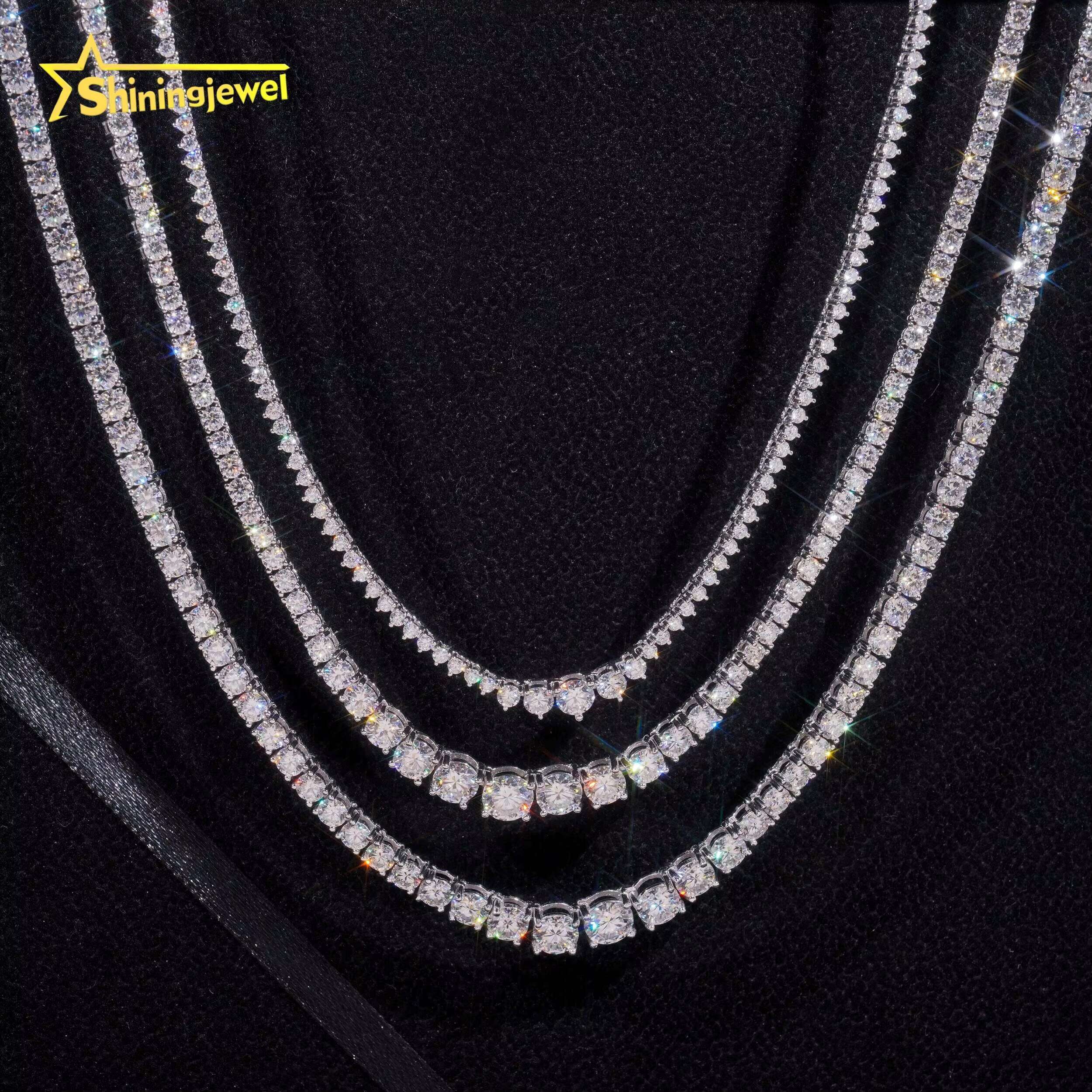 Fine Jewelry 925 Sterling Silver Fashion Women 2mm 3mm 4mm Gradual VVS Moissanite Tennis Chain