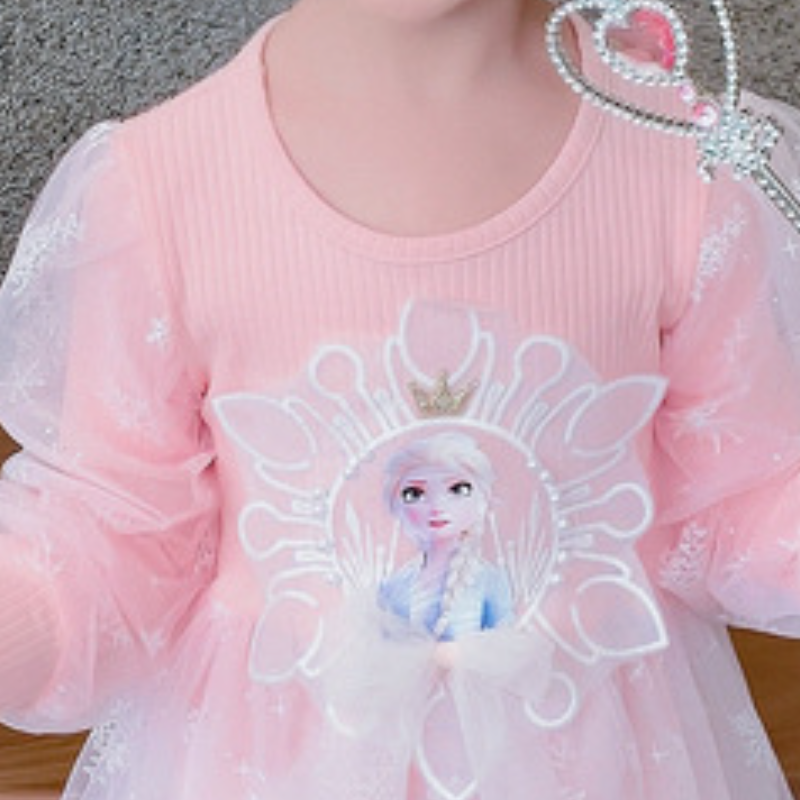 DISNEY Frozen Princess Elsa dress kids designer clothes Princess Girls' Autumn Long Sleeve Girls' Net Satin clothes