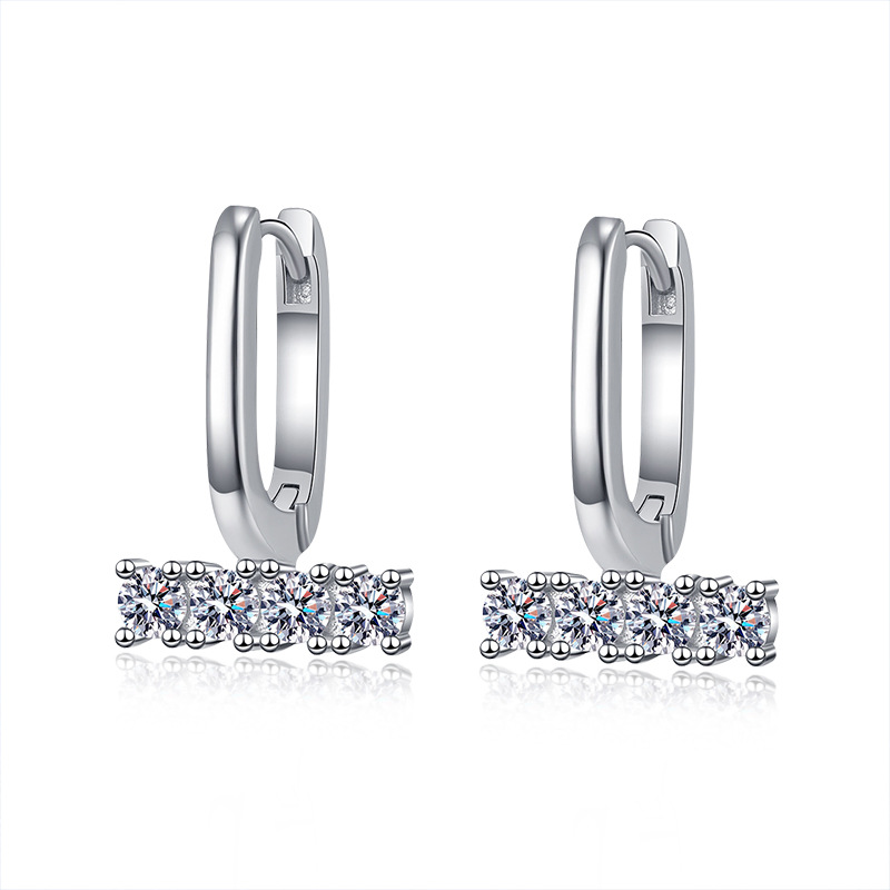 Elegant U-Shaped Moissanite Stud Earrings - S925 Sterling Silver, Classic Design, Hypoallergenic, Perfect for Daily Wear
