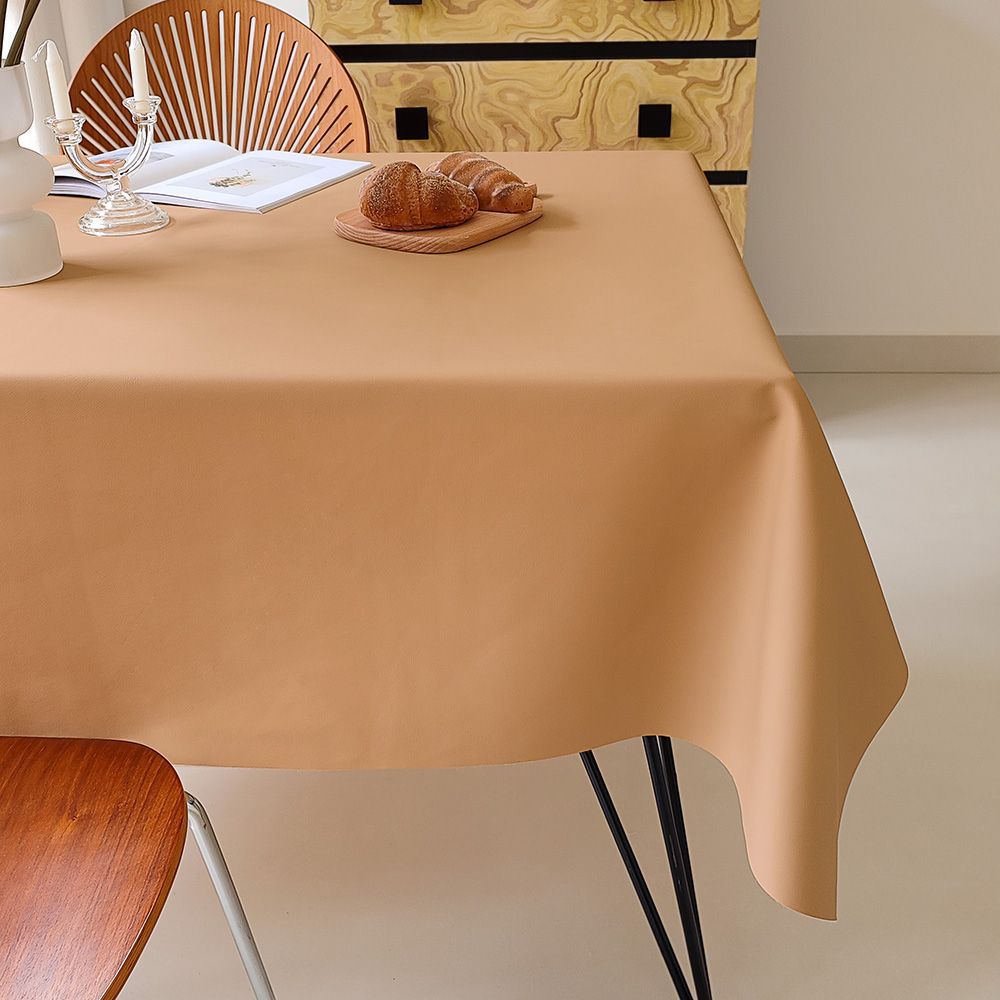 T0458 cream lambskin tablecloth oil-proof and waterproof advanced atmosphere sense wash-free solid color coffee table tablecloth anti-scalding rectang