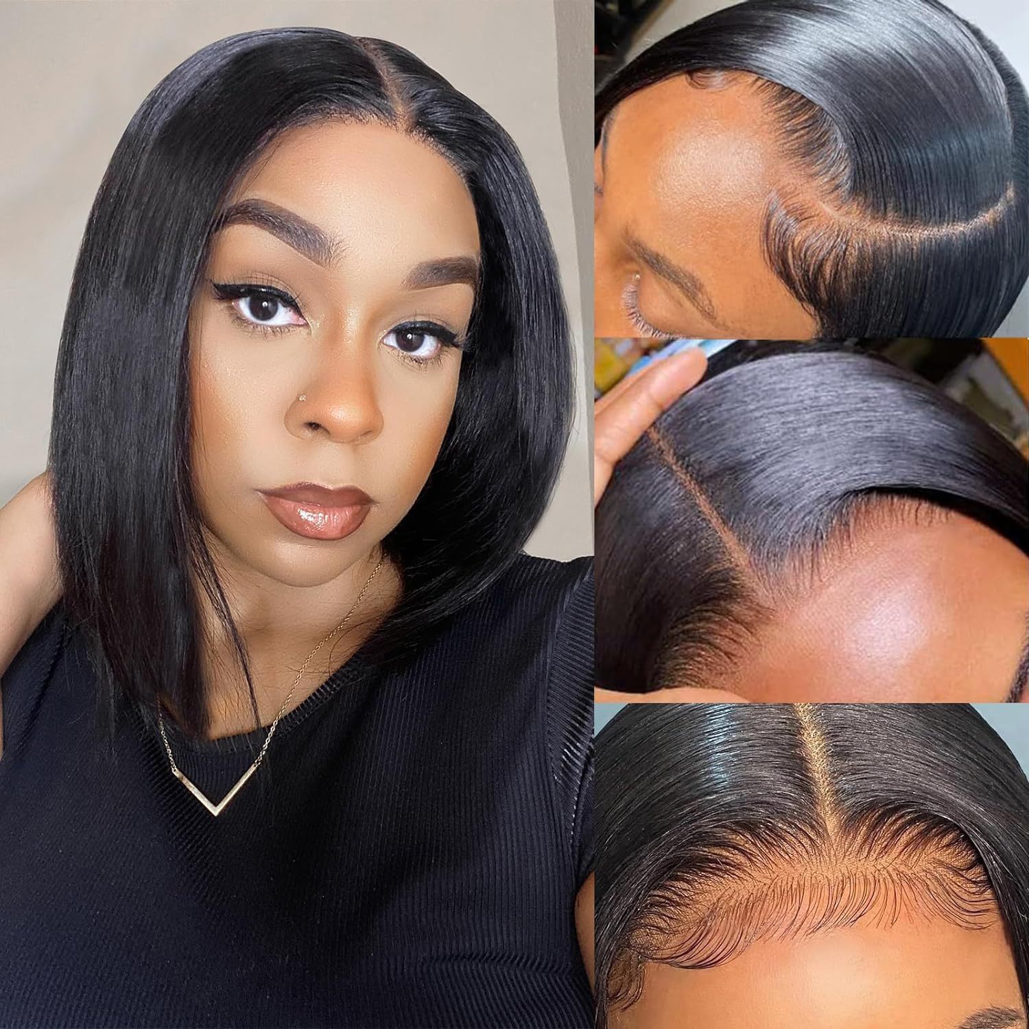 selling Hot lace synthetic wig headband for women black short straight hair