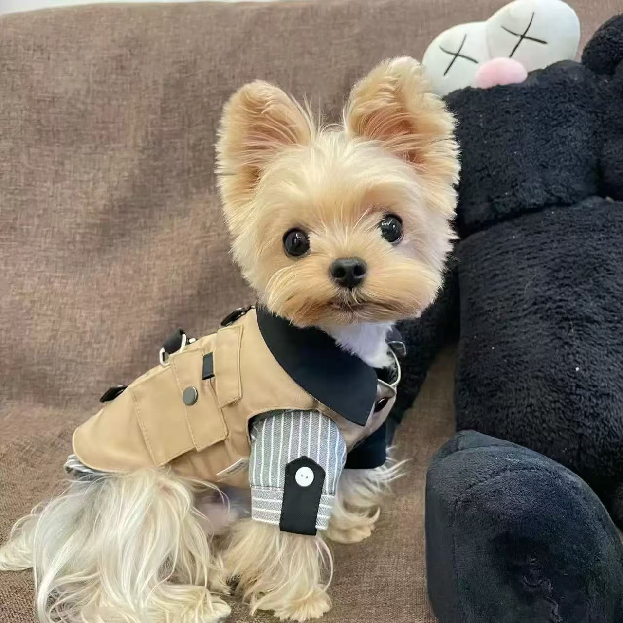 T00205 Dog clothes spring and summer Japanese workwear vest pet traction schnauzer bichon shiba inu trendy work jacket