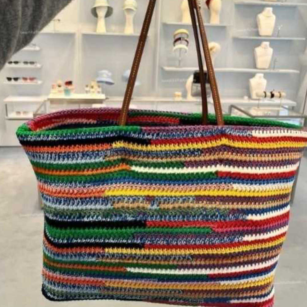 Rainbow Shoulder Bags tote bag designer fashion multifunctional handbag versatile and colorful brand buckle cute high quality leather Weaving patterned Beach