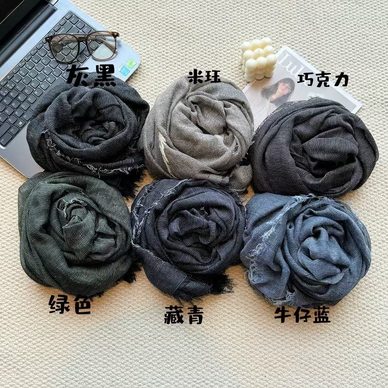 T632 solid color wasteland style silk scarf scarf summer sunscreen gauze scarf sunshade northwest desert seaside travel beach thin shawl