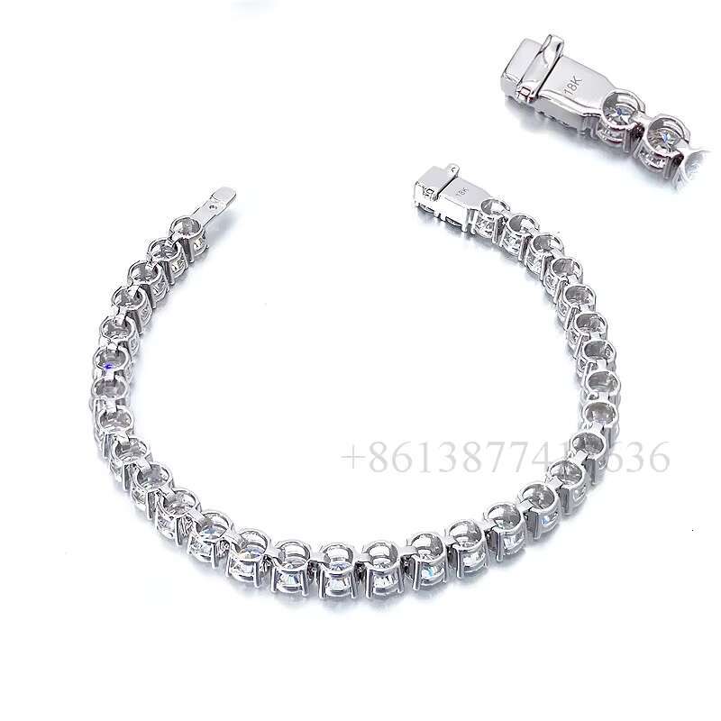 AU750 Authentic 18K White Gold Moissanite Jewelry Men Women Tennis Bracelet Gold Diamond
