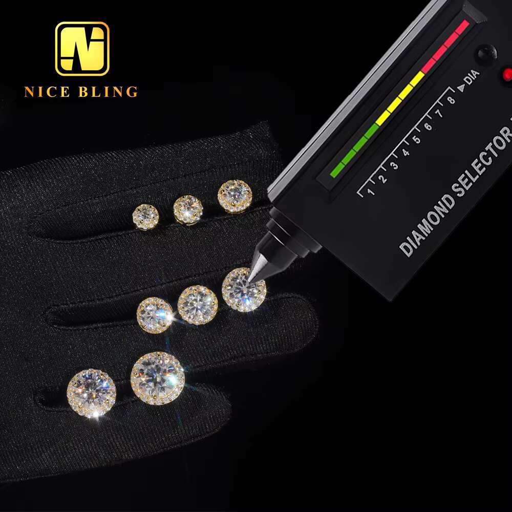 925 Sterling Silver Wholesale Classical 5mm Hip Hop Jewelry Bezel Setting Ear Studs VVS Moissanite Stud Earrings for Women