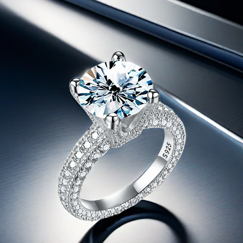 5CT D Color VVS1 Moissanite 925 Sterling Silver Engagement Wedding Ring,Luxury handmade personalized full circle little simulation diamond ring