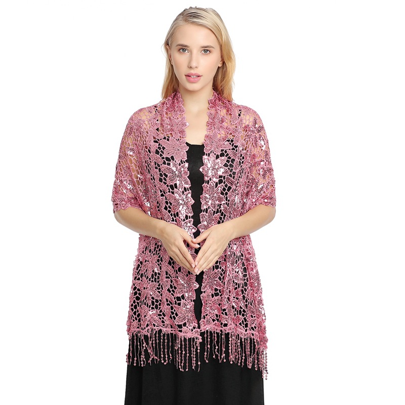 K621 Cross-border water-soluble sequined tassel shawl European and American dinner party cheongsam shawl high-end evening dress shawl for women