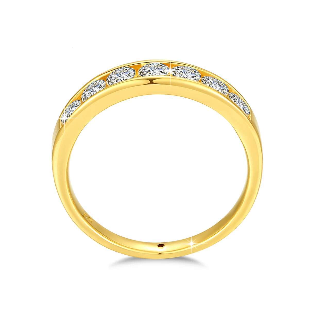 14K Gold Sparkling Moissanite Diamond Ring 3MM 0.1CT*7 Fashionable Luxury Ring for Women Anniversary Wedding Christmas Gifts