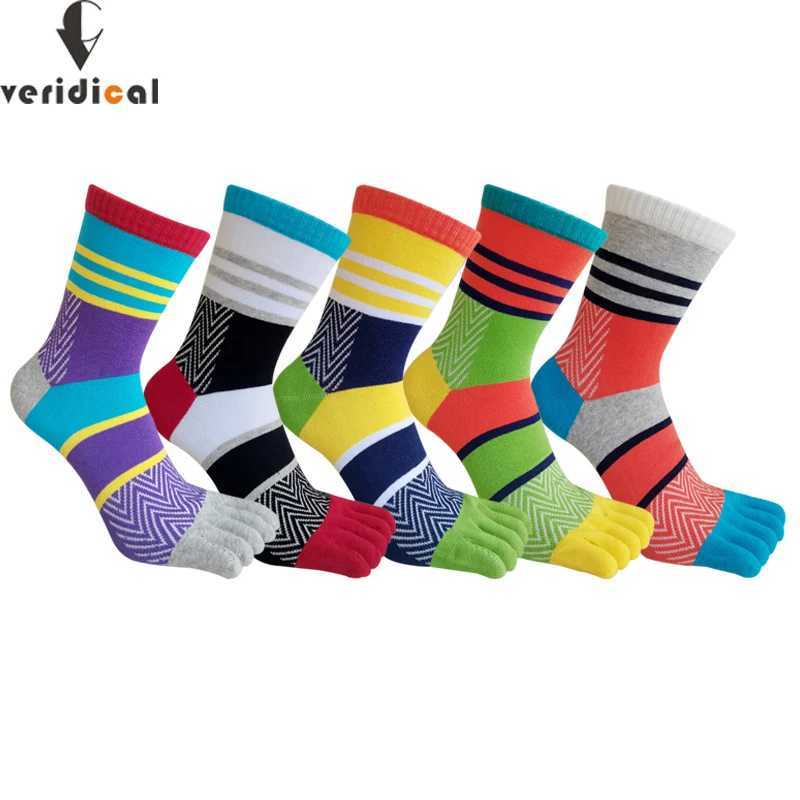 5 pairs of mens 5-finger socks pure cotton striped sweater absorbing beautiful young and fashionable party dresses short toes happy socks Z250505-1