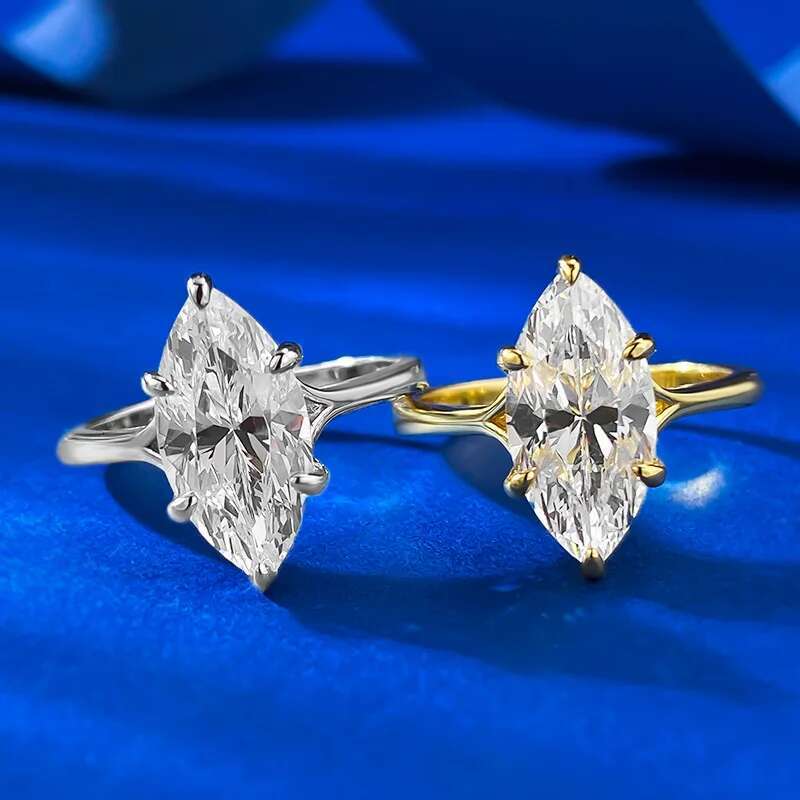 Vintage Marquise Cut Lab Diamond Ring 100% Real 925 Sterling Silver Engagement Wedding Band Rings for Women Promise Jewelry