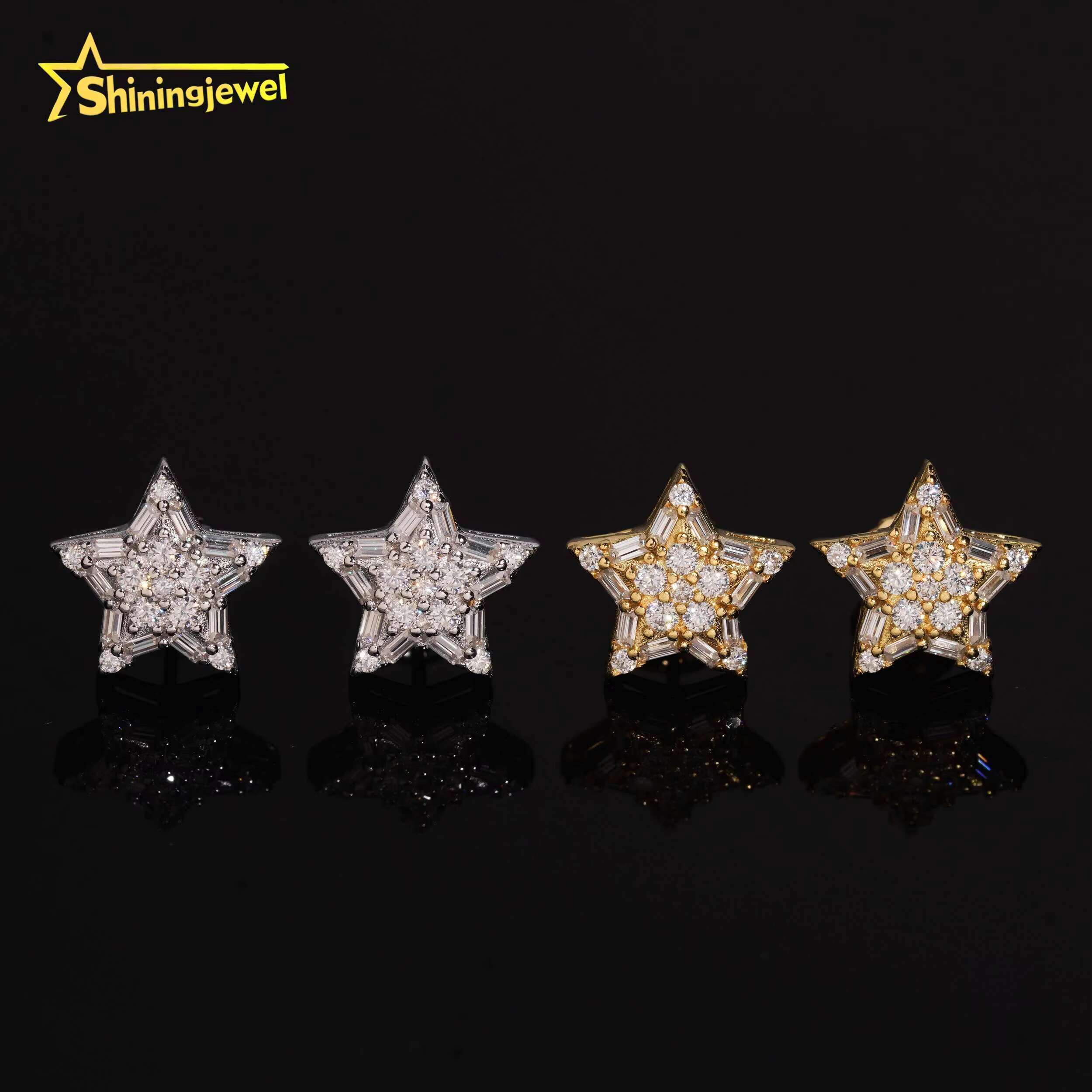 Fashion Pass Diamond Tester Stocks 925 Sterling Silver Iced Out Hip Hop Jewelry Custom VVS Diamond Moissanite Stud Earrings