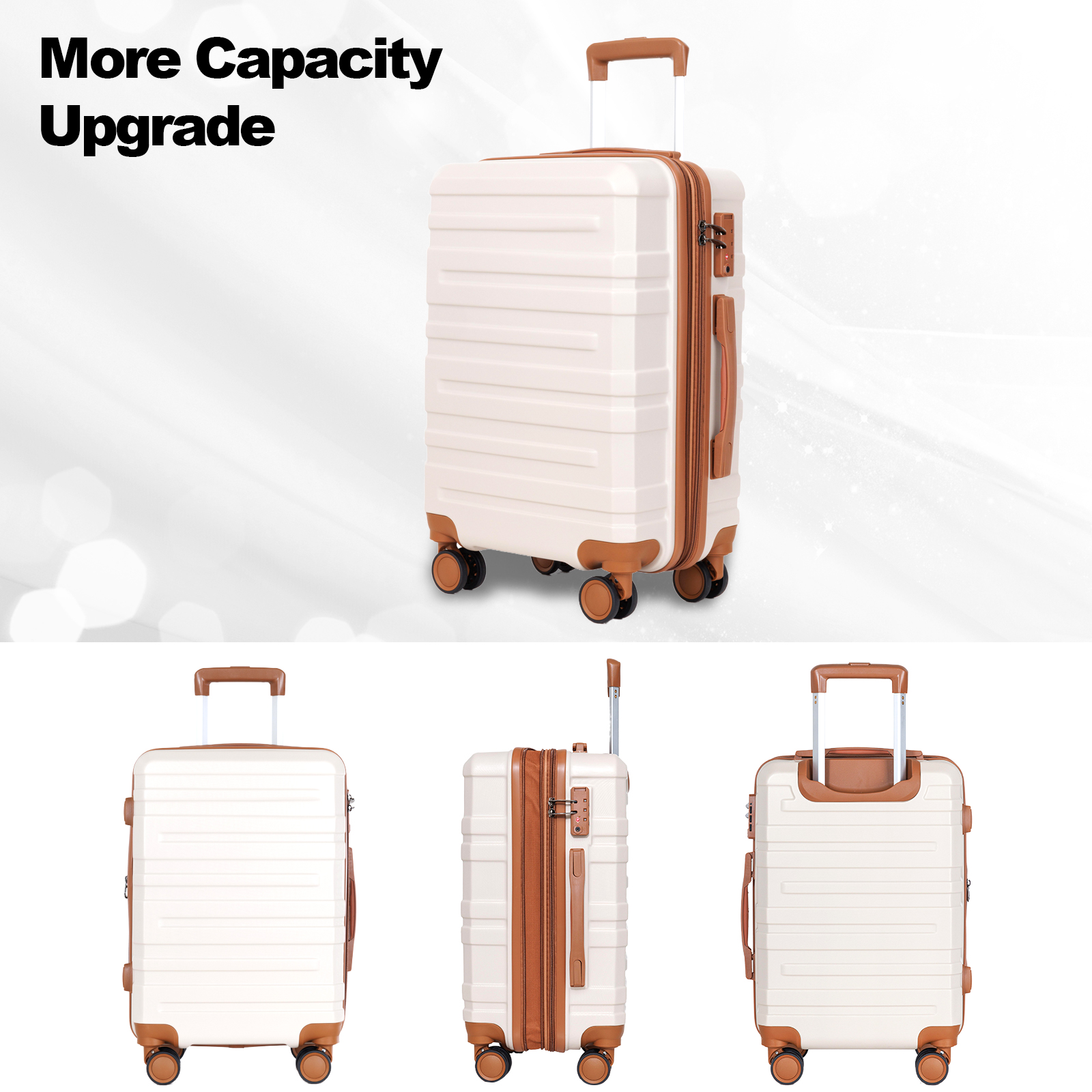 3piece set 202428 inches lightweight durable and expandable carryon suitcase tsa lock essential for family and personal travel white