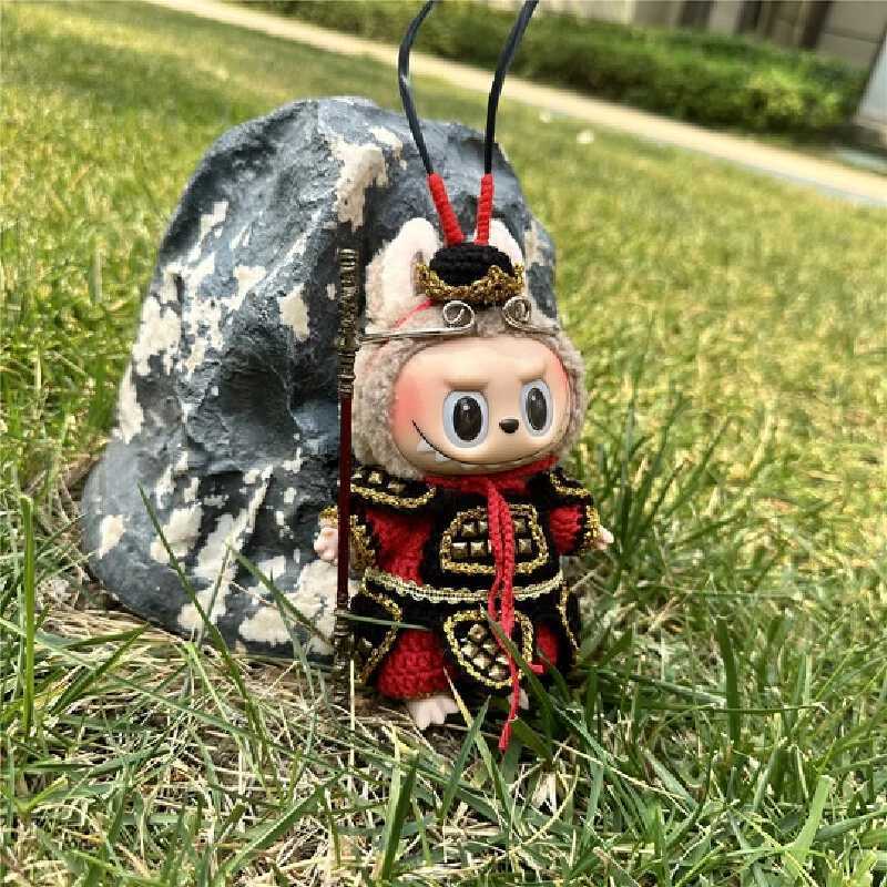 Free shipping Labubu Clothing 17cm Doll First and Second Generation Sitting Black Mythical Yang Jian Zombie Dress Handmade Yarn Theme Set