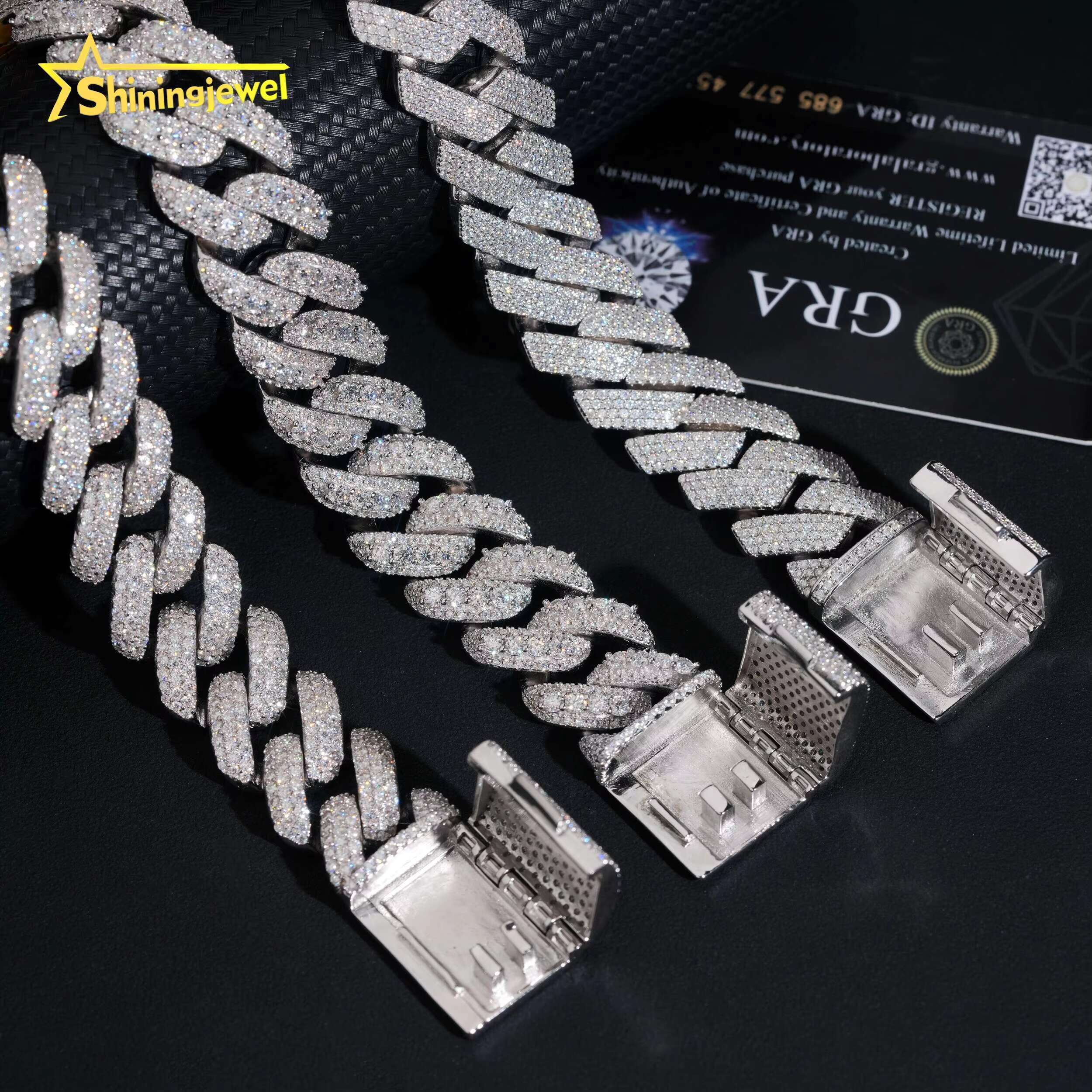 Mens Cuban Bracelet Sterling Silver 925 Luxury Gold Plated VVS GRA Moissanite Pass Diamond Test Hip Hop Cuban Link Chain
