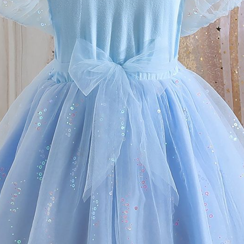 DISNEY Elsa princess dress kids designer clothes baby designer Children's summer dress short sleeves mesh skirt
