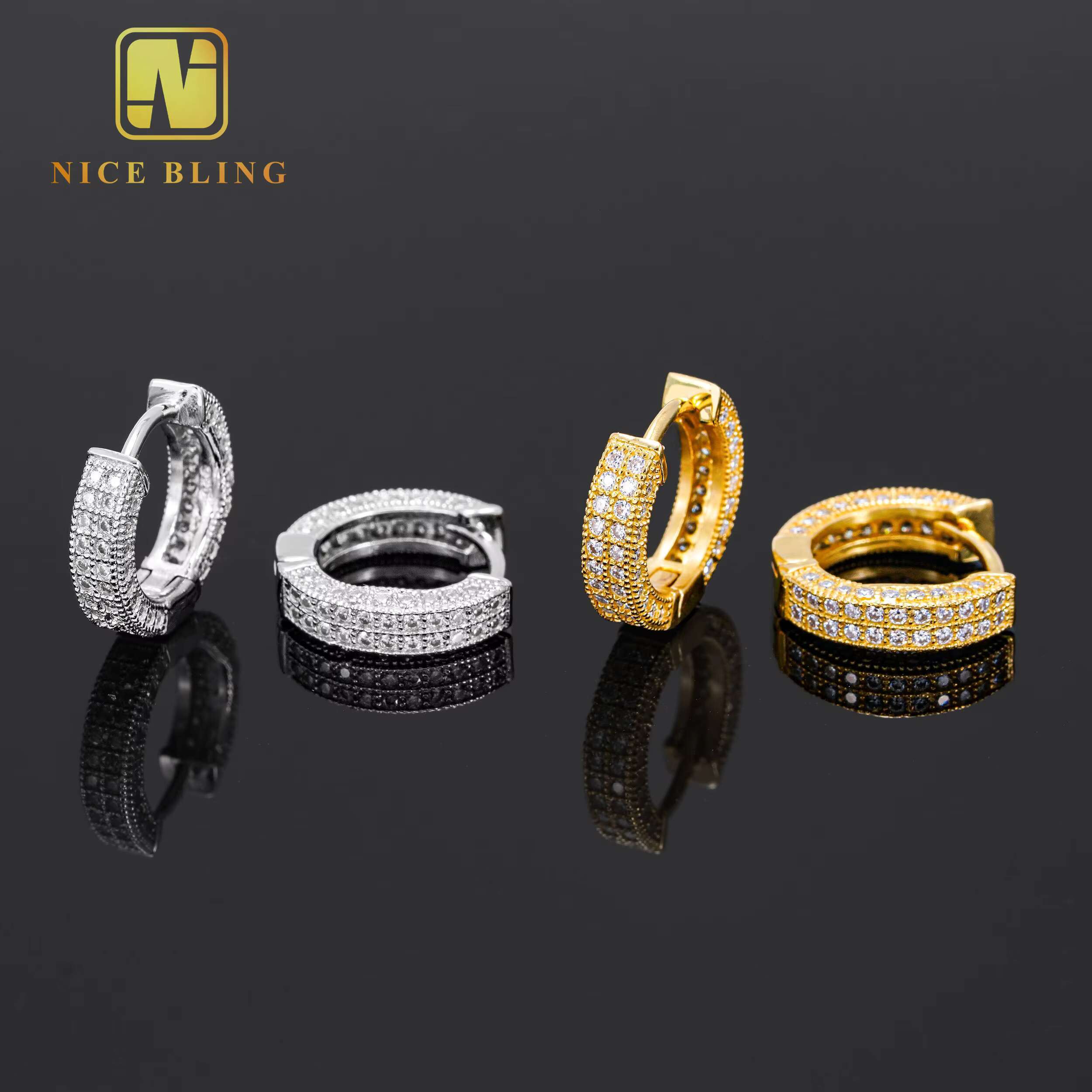 Fine Jewelry Hip Hop Earring 925 Sterling Silver Iced Out VVS Diamond Moissanite Hoop Earrings Ready to Ship