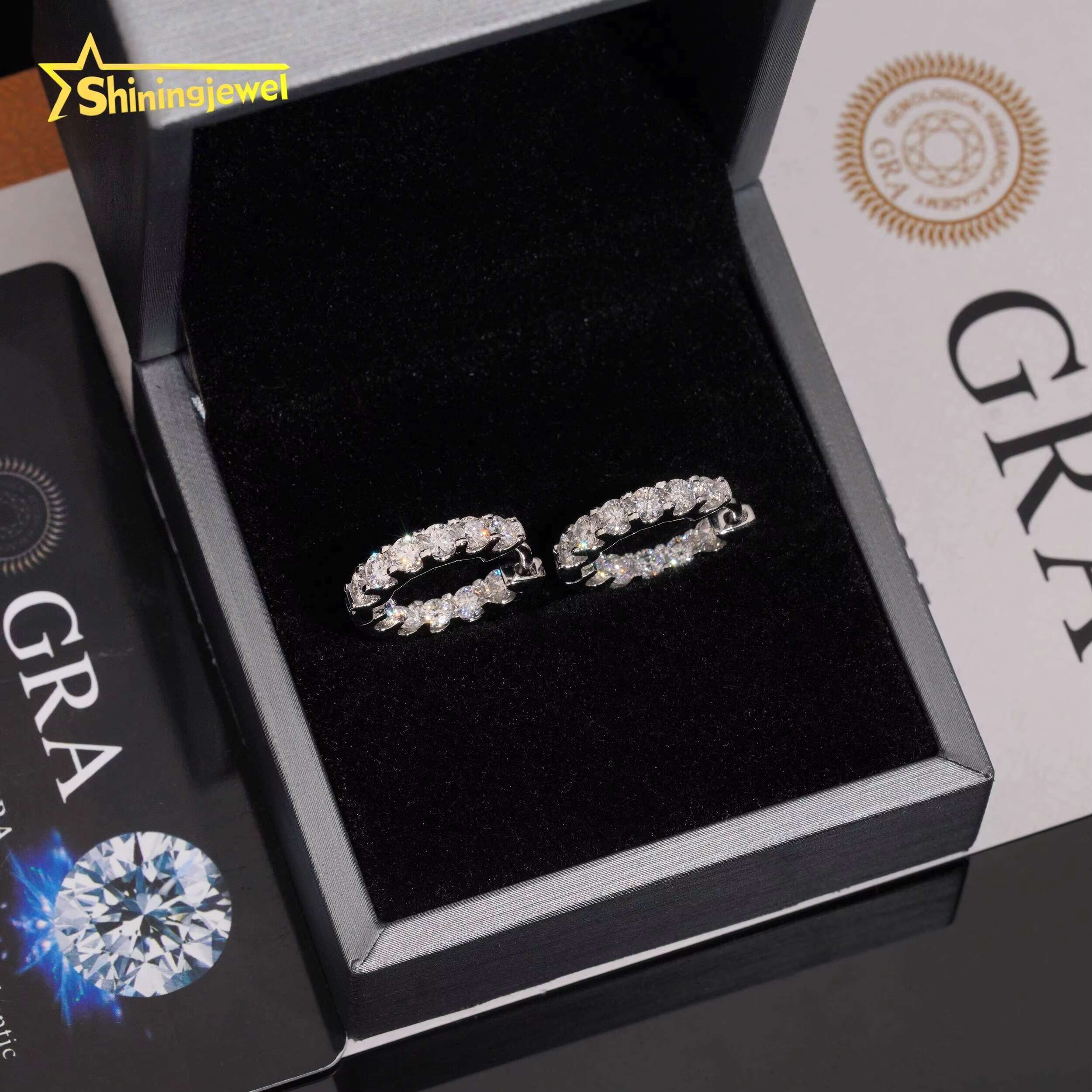 Pass Diamond Tester 925 Sterling Silver Hip Hop High Quality VVS D Color Moissanite Hoop Earrings