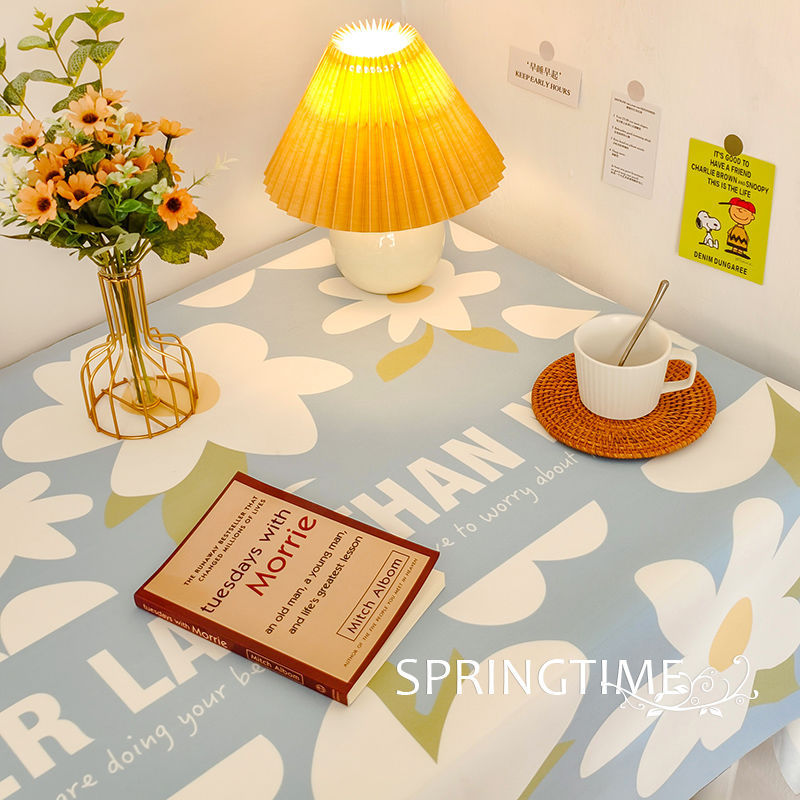 XX0410 Girls Heart Velvet Cloth Tablecloth Study Desk Decoration Cotton Tablecloth High-grade Atmosphere Pastoral Ins Style Small Fresh Floral Daisy