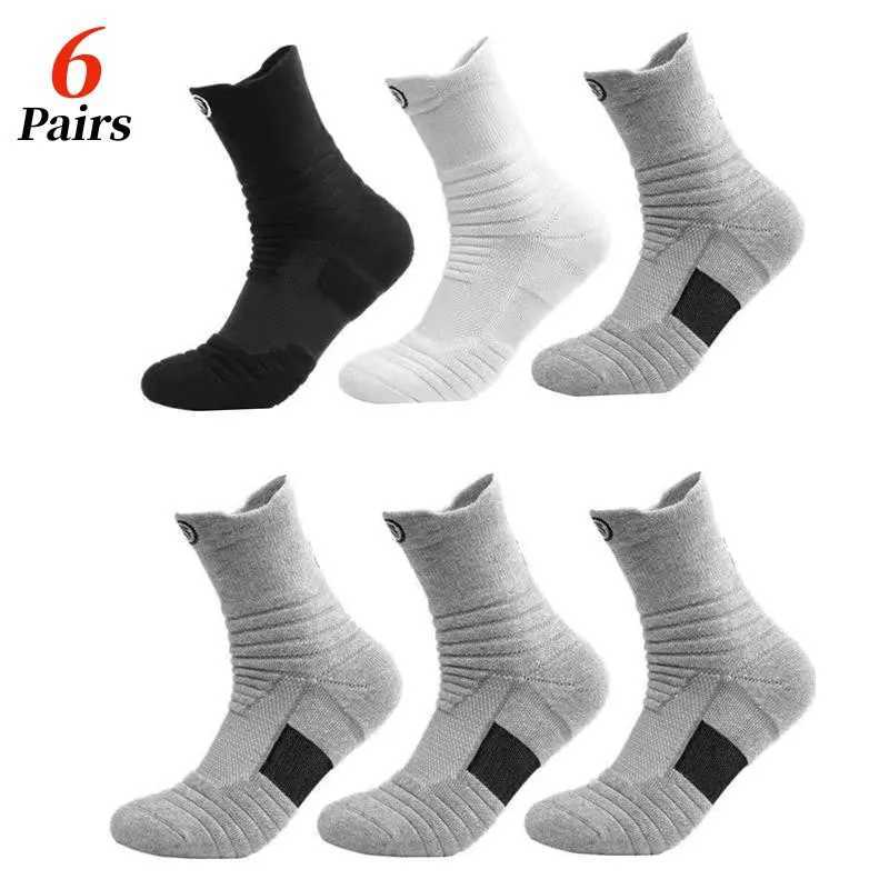 6 pairs/batch of mens running socks high-quality sports socks Wick sweatshirts breathable horse riding mid tube socks mens long socks Z250505-1