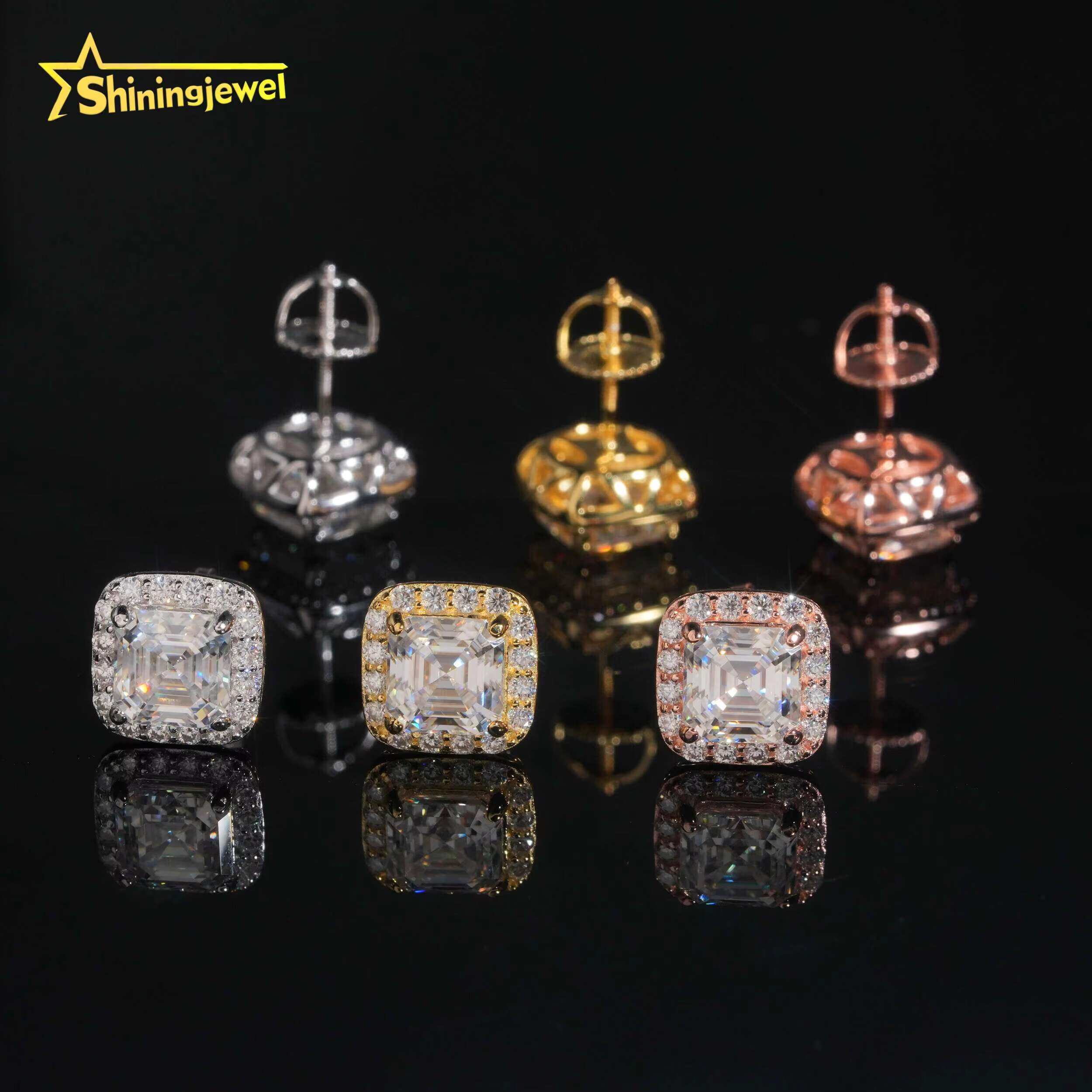Fashion Pass Diamond Tester Stocks 925 Sterling Silver Iced Out Hip Hop Jewelry VVS Diamond Moissanite Stud Earrings