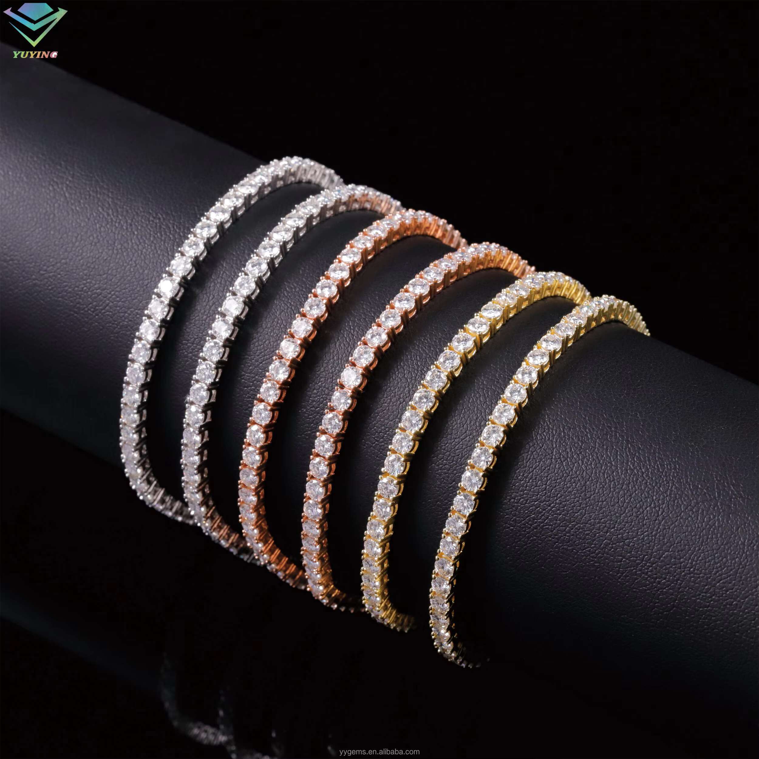 New Arrival Blue Green Diamond S925 Sterling Silver VVS Colorful Moissanite Tennis Chain Bracelet Necklace GRA Certificate