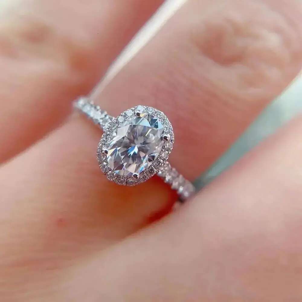 Houtros 2 Carat Oval Moissanite Rings For Women 925 Sterling Silver Sparkling Bridal Wedding Band Fine Jewelry Certificated