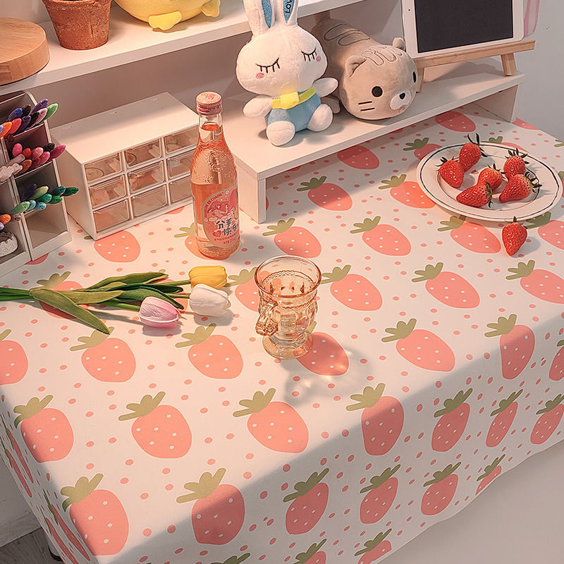 XX0411 Girls Heart Velvet Cloth Tablecloth Study Desk Decoration Cotton Tablecloth High-grade Atmosphere Pastoral Ins Style Small Fresh Floral Daisy C