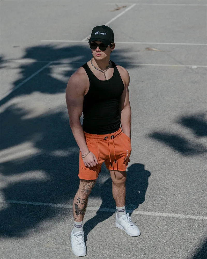 Summer solid color breathable vest quick drying elastic sports mens sleeveless fitness training 250430Z