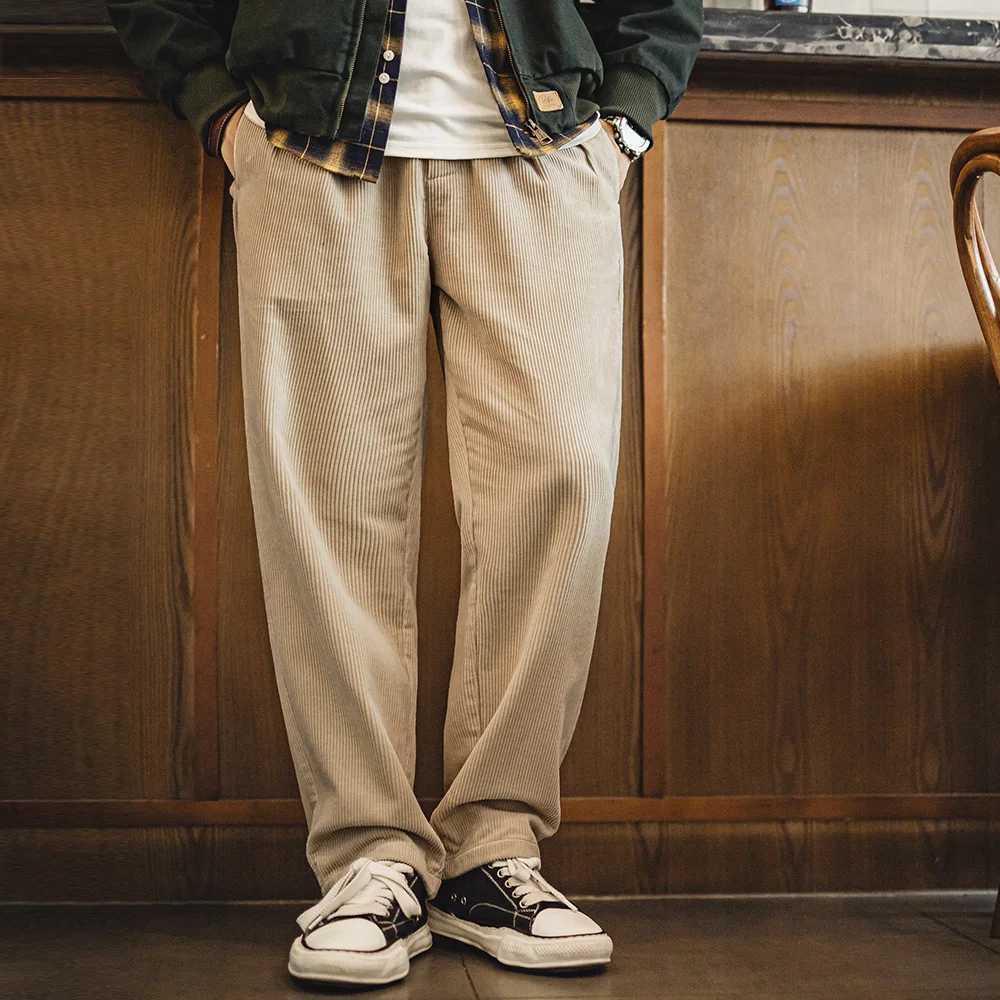 Maden Retro Corduroy Casual Heavy Pants Solid Color Pure Cotton Mens Classic Mens Autumn/Winter Casual Pants W250505
