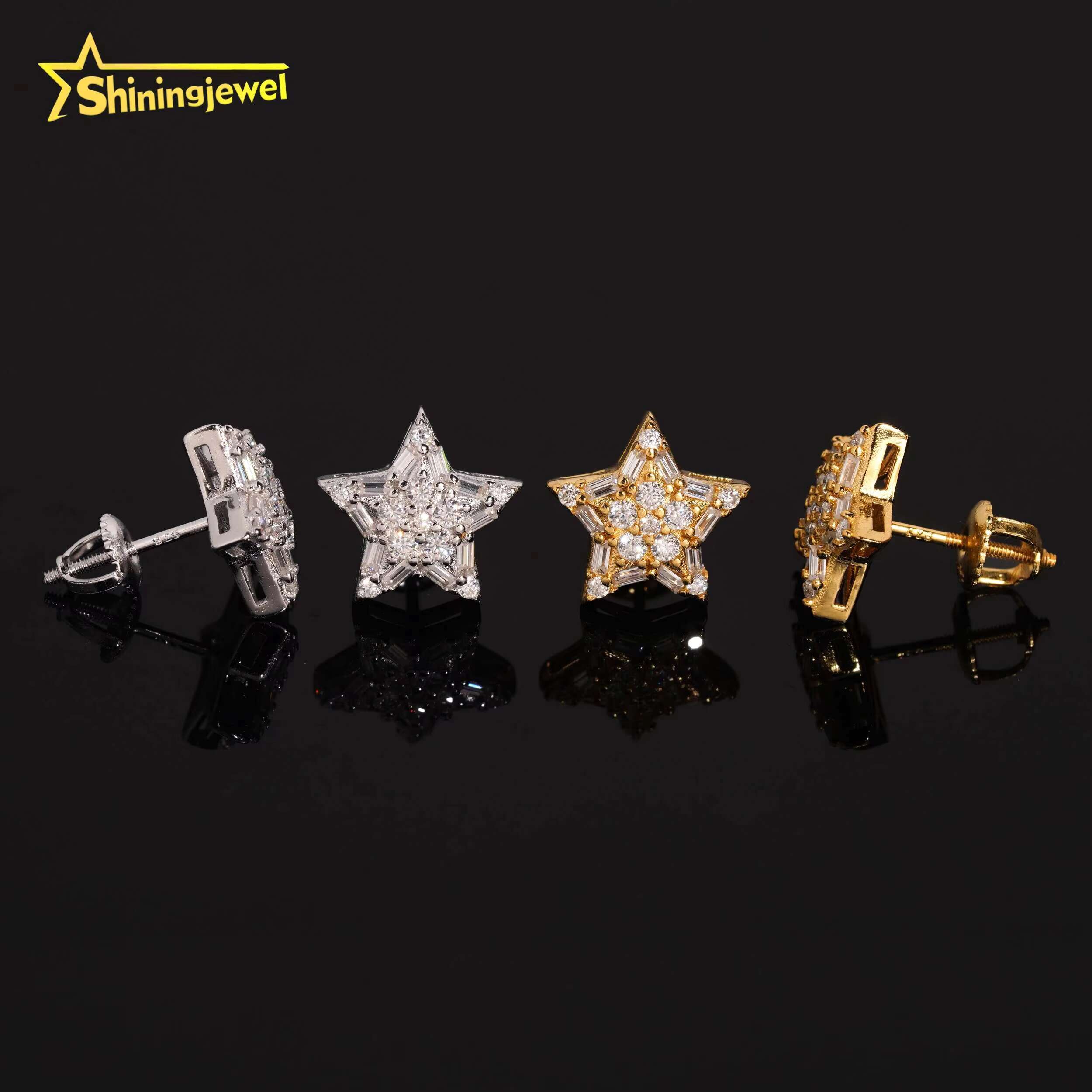 Fashion Pass Diamond Tester Stocks 925 Sterling Silver Iced Out Hip Hop Jewelry Custom VVS Diamond Moissanite Stud Earrings