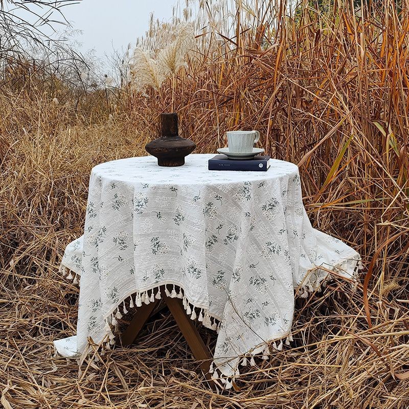 XX0409 cotton tablecloth high-grade atmosphere pastoral ins style small fresh floral daisy cover cloth multifunctional high value