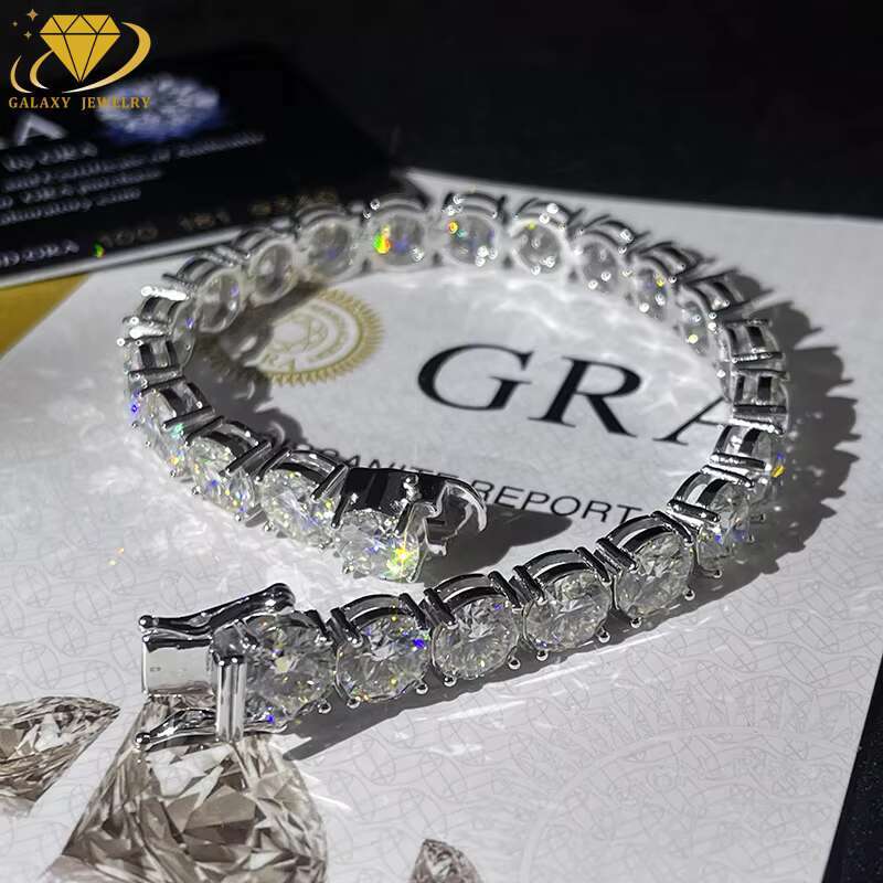 8MM Fashion Jewelry GRA Certified Lab Grown Diamond Tennis Bracelet 925 Sliver D VVS Moissanite Diamond Tennis Chain