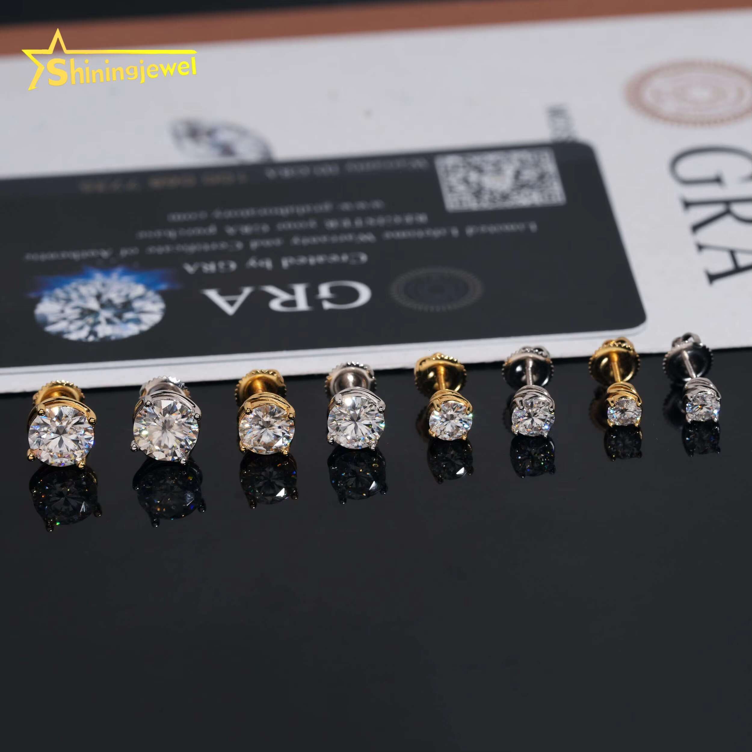 Factory Price Classic 4 Prongs 4MM 5MM 6.5MM 7.5MM Round Moissanite Earrings Iced Out Men Women Earrings Moissanite Jewelry