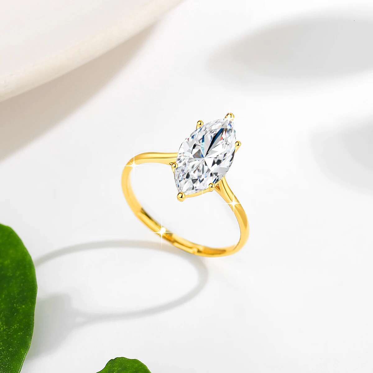 14K Gold Moissanite Diamond Rings for Women Marquise Cut 3CT VVS1 Au585 Luxury Jewelry for Engagement Wedding Christmas Gifts