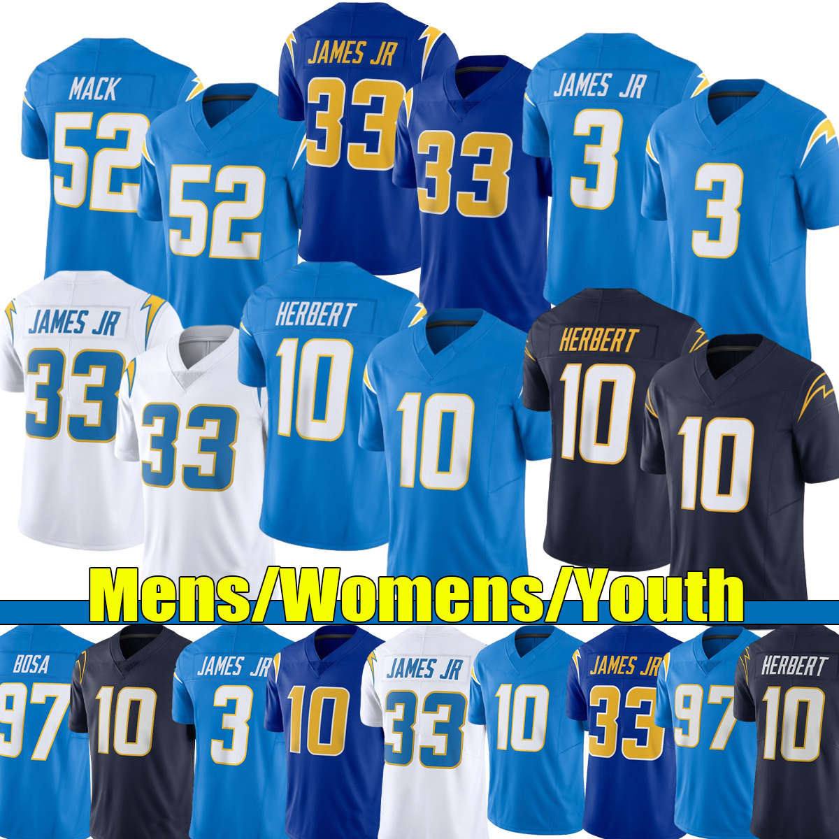 la Charger Football Jerseys Justin Herbert Ladd McConkey Joe Alt men youth womens city jersey