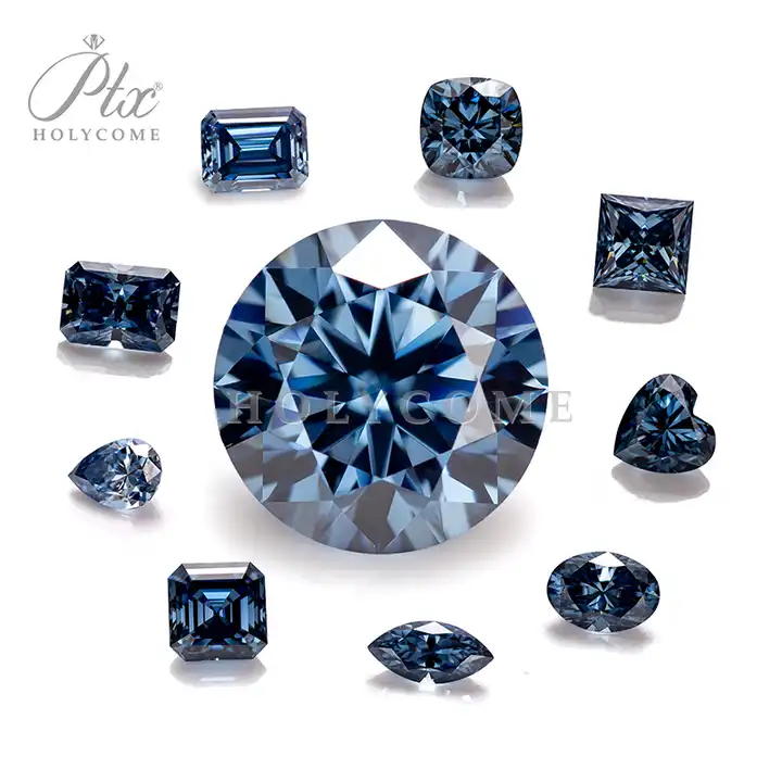Hot Sale Original Vivid Blue Color Moissanite 0.1ct to 10ct Brilliant Cut VVS1 Clarity Various Shapes High Quality Loose Moissanite for Fashion Jewelr
