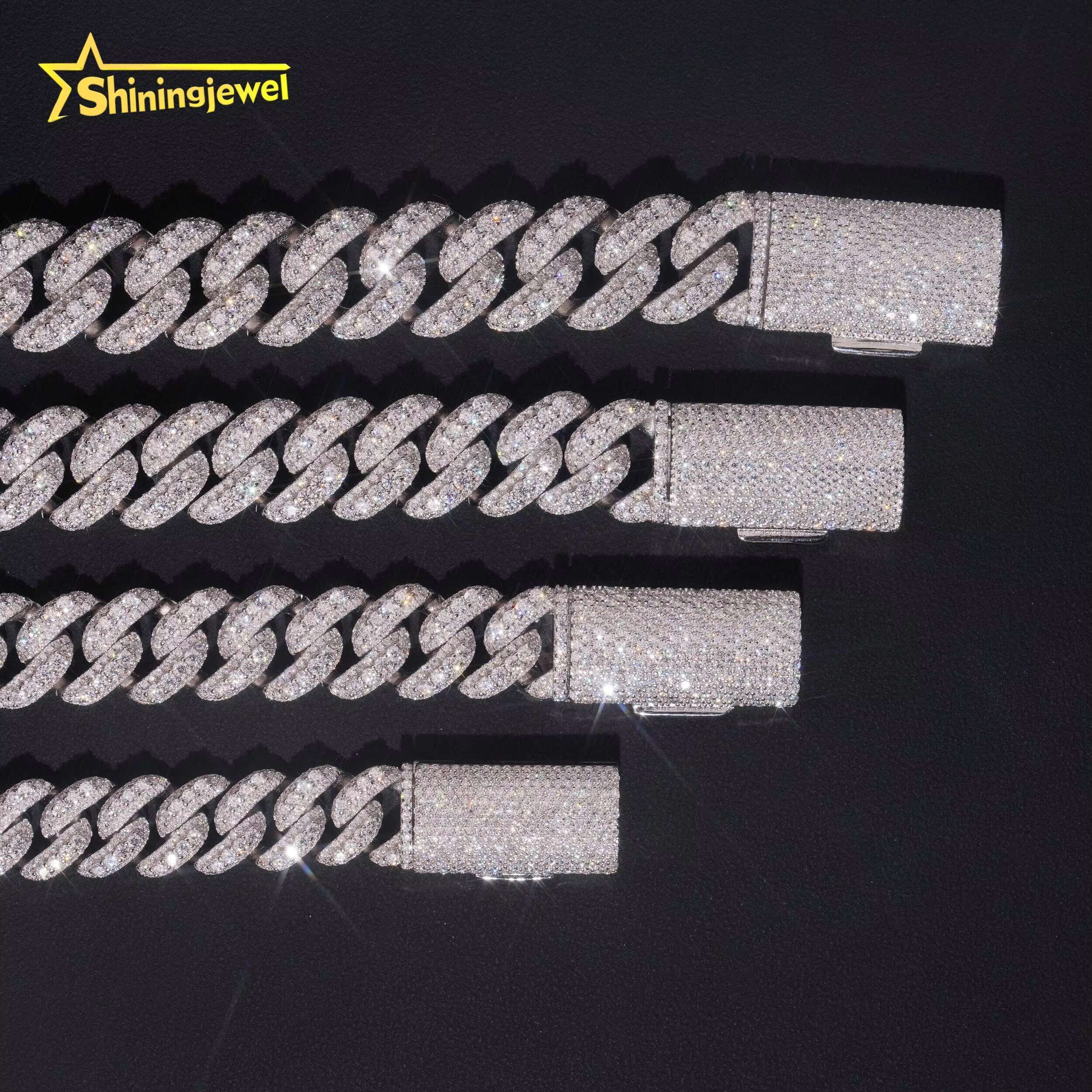 Bling Bling13mm 15mm 16mm 18mm Cuban Chain Hip Hop Style Moissanite Necklace Jewelry Rappers Favorite Chain 925 Sterling Silver