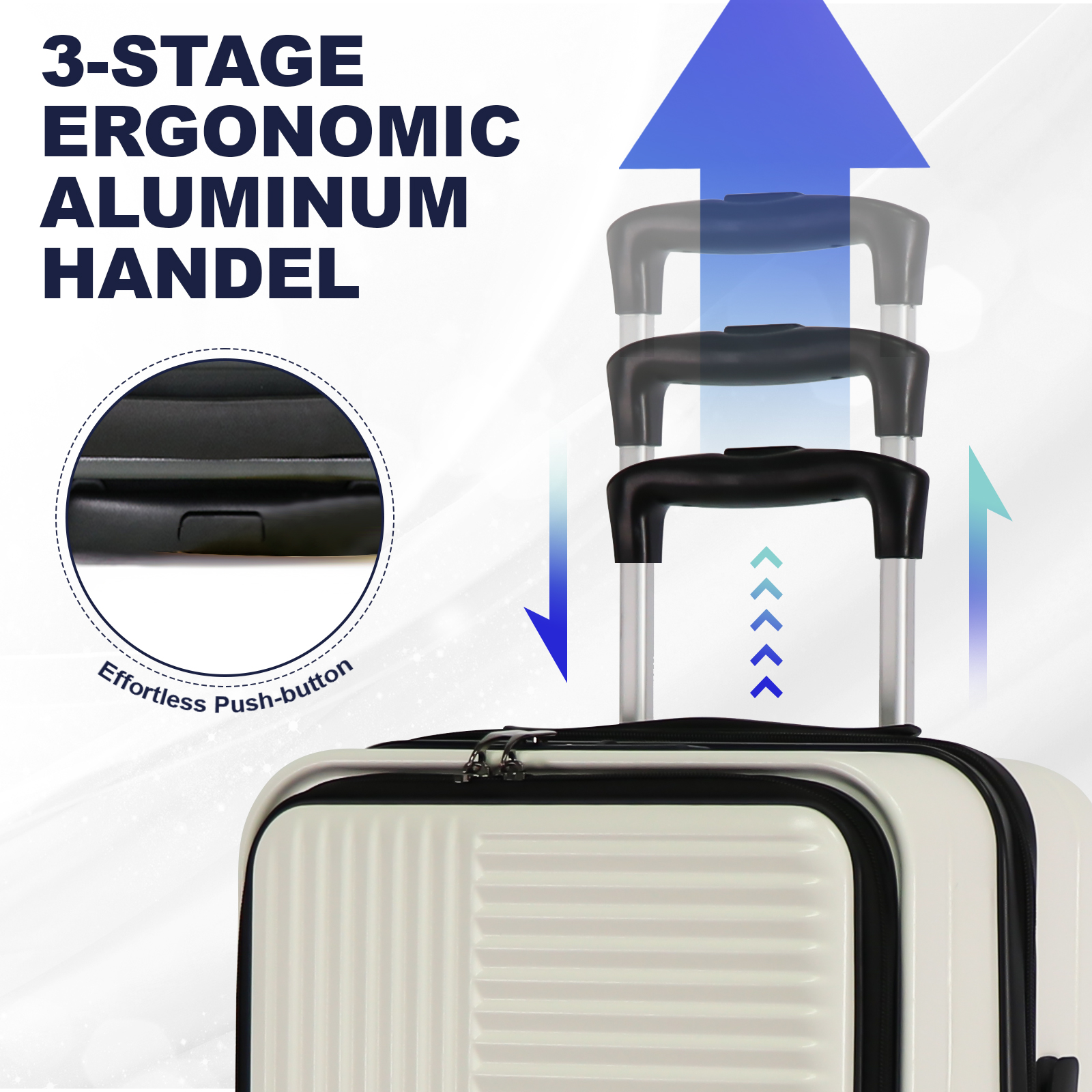 frontopening suitcase set of 3 pieces 20 24 28 inches convenient for taking out computer ipad abspp flexible wearresistant and lightweight suitcase ts