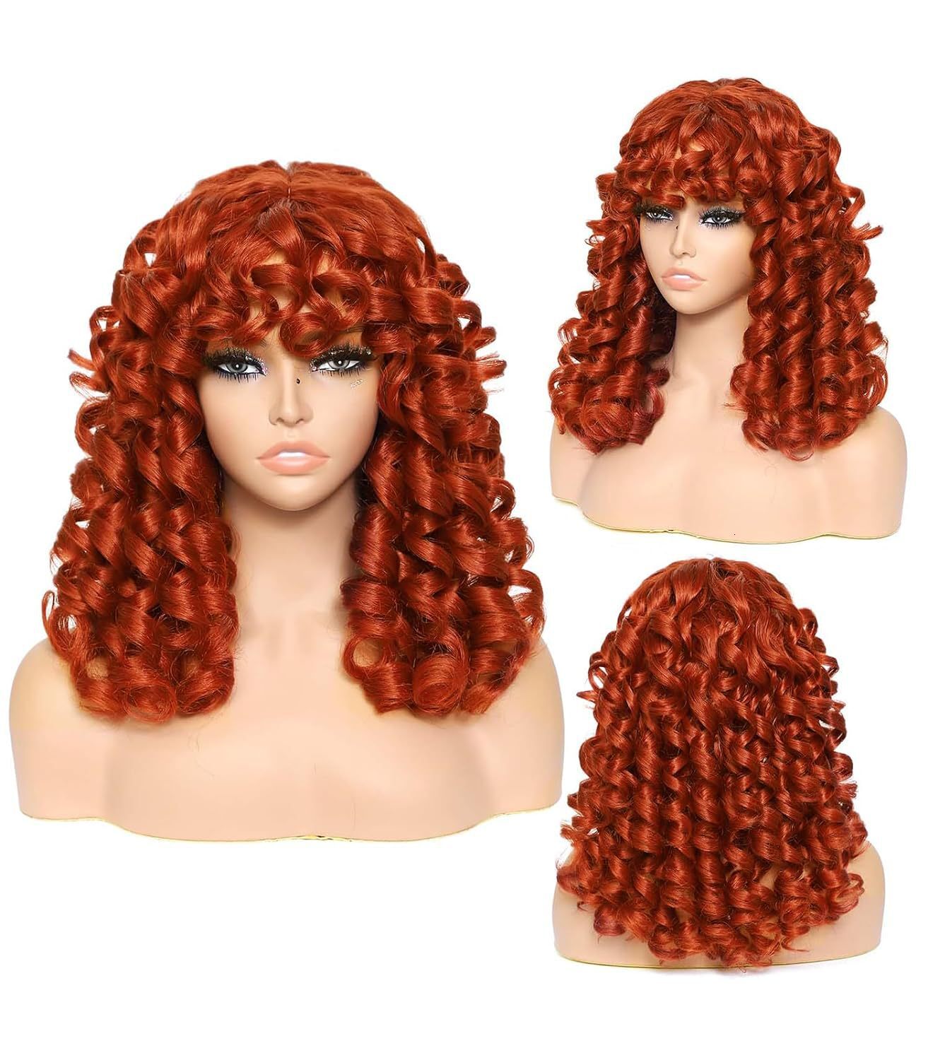 wig New womens fashionable synthetic fiber headband with black fringe short curly wigs
