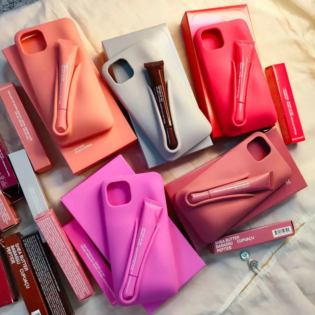 phone case Lipstick Portable Case Design Lip Gloss Lipstick Lip Balm 3D Make-Up Silicone Phone Case for iPhone 15 14 13 12 Pro Max Holder Cover Silicone Soft 2024