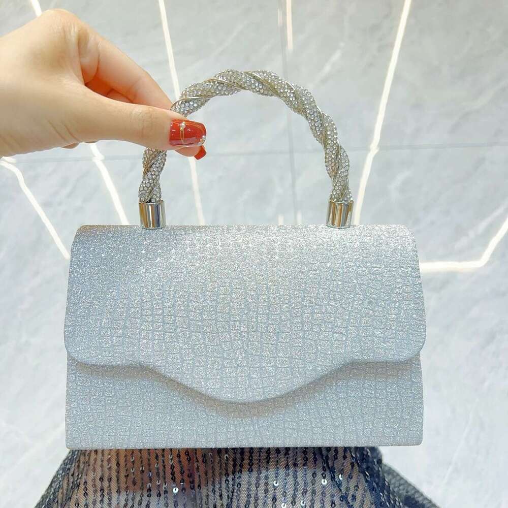 Dinner Bag New Women S Sparkling Banquet Party Diamond Set Small Square Handbag Single Shoulder Crossbody Bag KQ