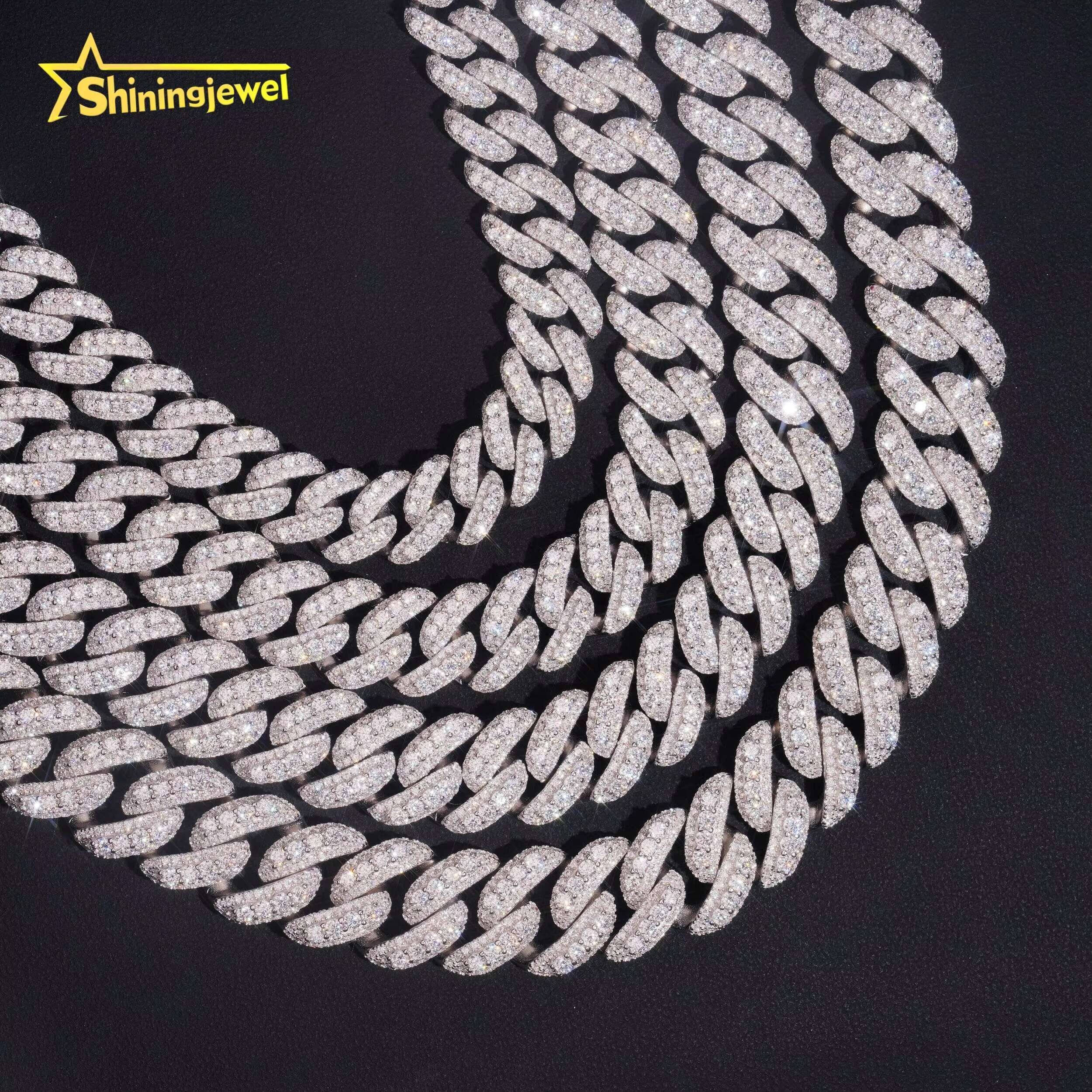 Bling Bling13mm 15mm 16mm 18mm Cuban Chain Hip Hop Style Moissanite Necklace Jewelry Rappers Favorite Chain 925 Sterling Silver