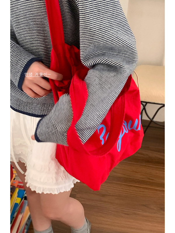 bag Korean department lazy wind underarm bag female 2025 new letter print tote bag fashion shoulder cloth bag