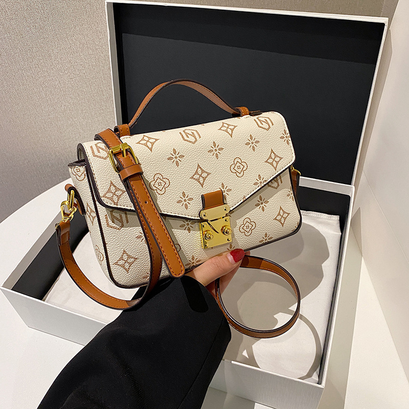 2025 Best-Selling Designer-Curated Square Bag Women's Crossbody Purse - Artistic Floral Print Shoulder & Top Handle Bag with Textured Vegan Leath