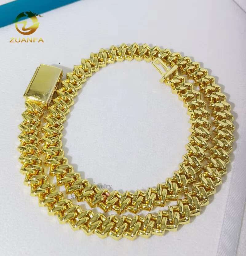 Rapper Jewelry Hip Hop Sterling Silver 2 Rows Iced Out VVS Diamond Rapper Jewelry 10MM Moissanite Cuban Link Chain