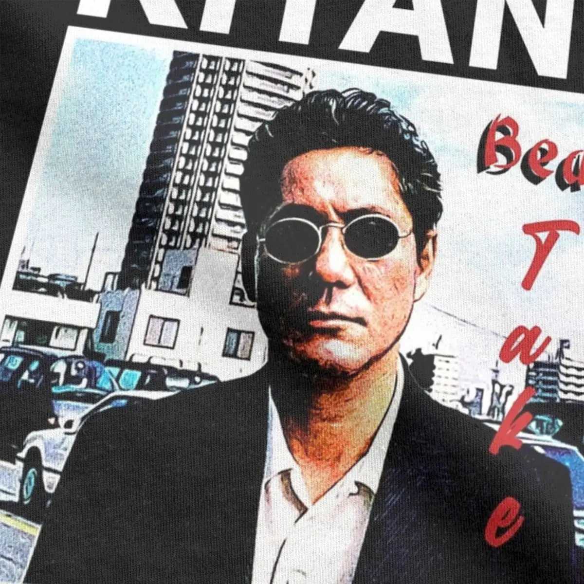 Takeshi Kitano Mens T-shirt Novel Pure Cotton T-shirt Crewneck Short Sleeve T-shirt Printed Clothing W250505