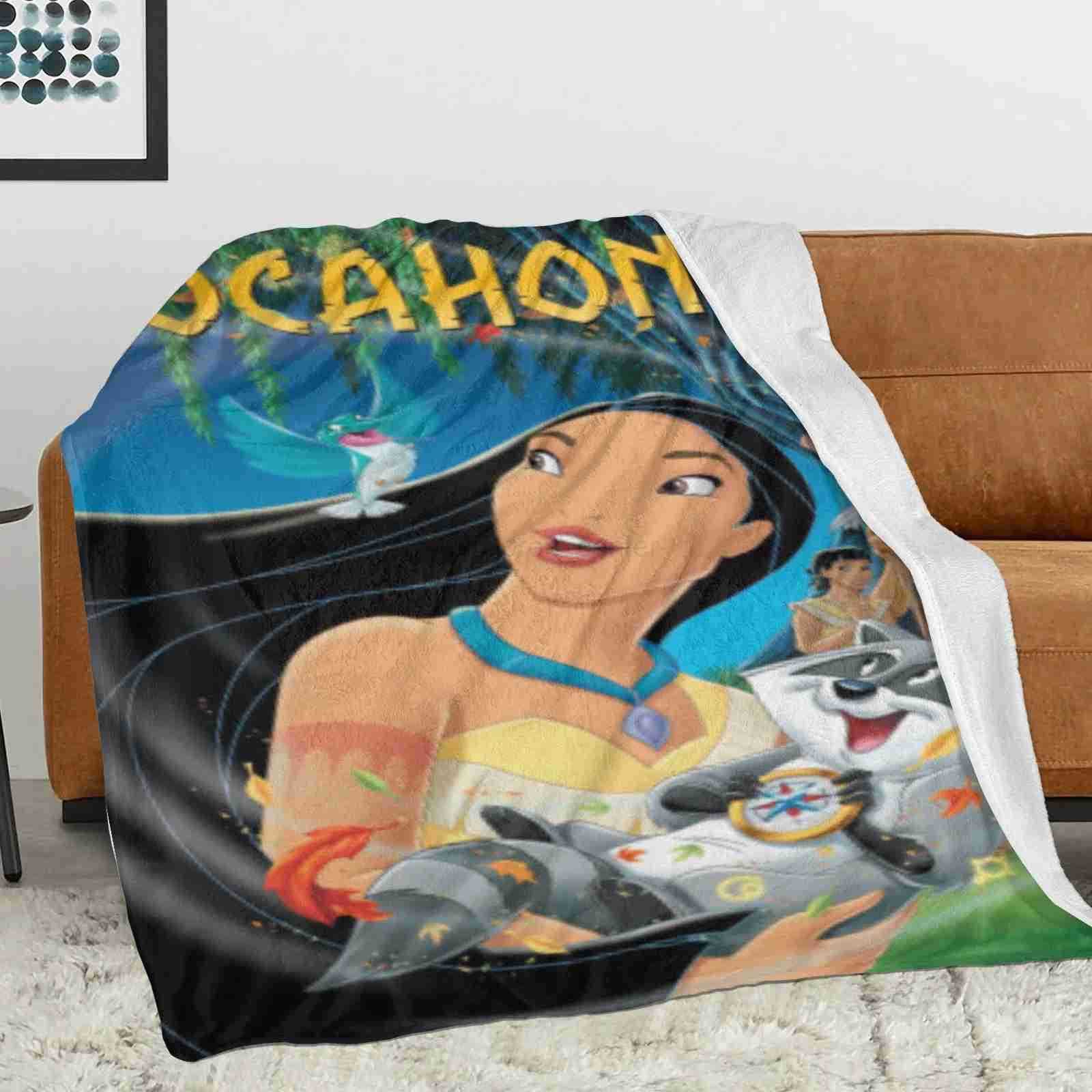 Disney Pocahontas Princess Warm Flannel Blanket Anime Style Pattern Printed Blanket Bed Sofa Bed Girl W250505